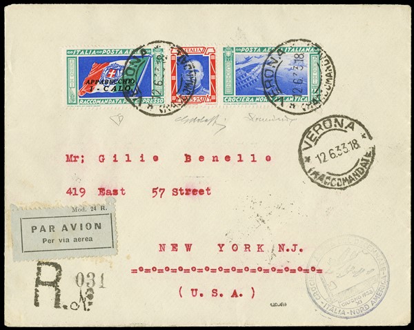 1933 Crociera Nord Atlantica, Trittico 5,25L+44, (1933) Asta 9