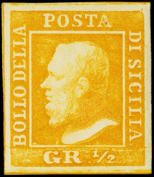 1859 - 1/2gr arancio (PA) con grandi margini, pien  (1859)  - Asta 12a Asta Pubblica  [..]