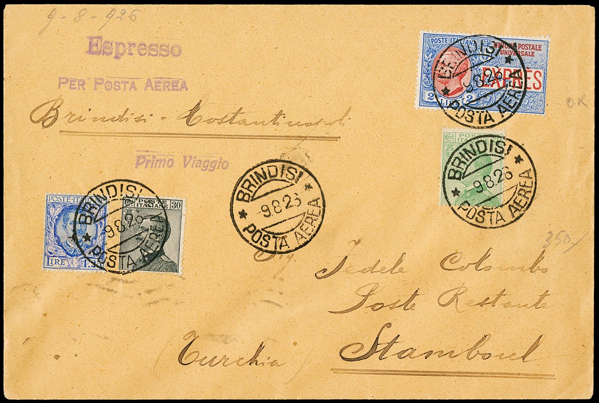 1926 - Express 2L blue and red with three regular  (1926)  - Auction 12th Philatelic  [..]