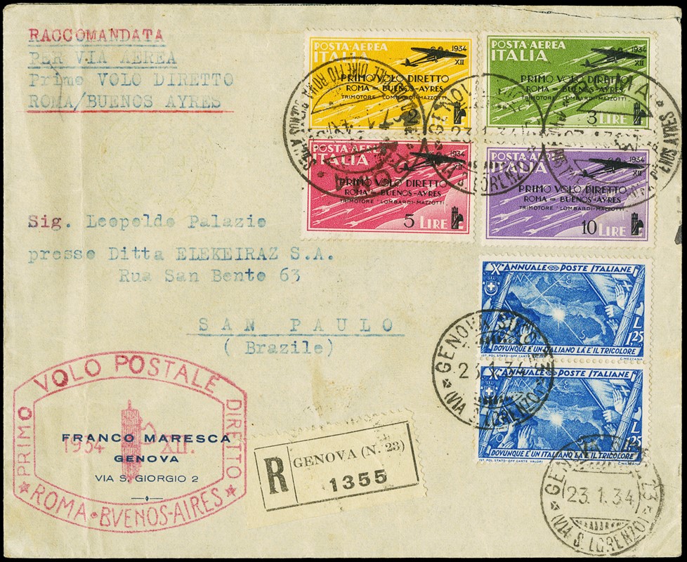 1934 - Roma-Buenos Aires, the complete set with pa  (1934)  - Auction 12th Philatelic  [..]