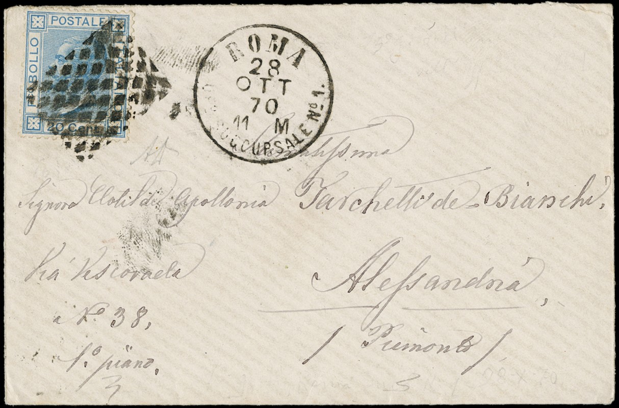 1870 - Regno d&#39;Italia 20c azzurro Bigola, tir. Tor  (1870)  - Asta 12a Asta  [..]